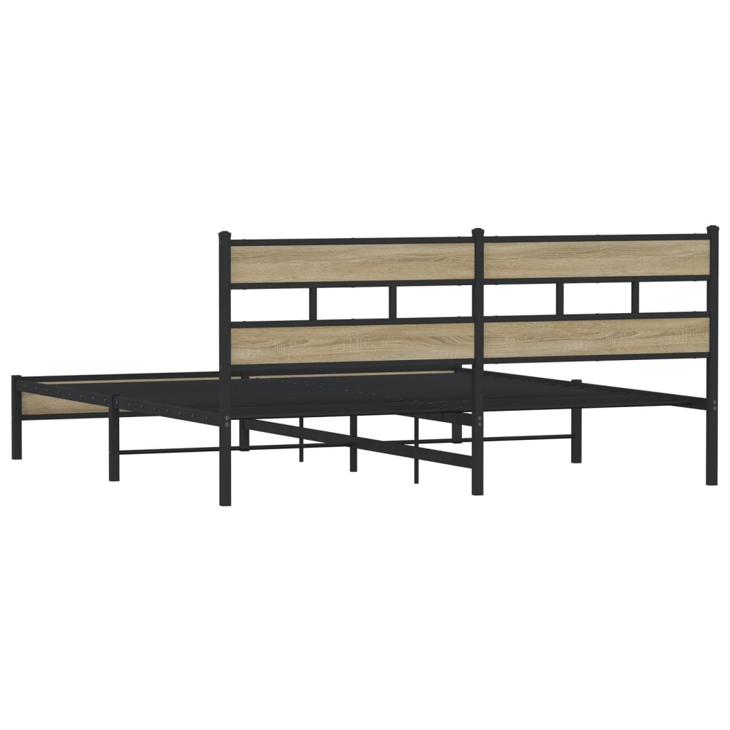 Metal Bed Frame without Mattress Sonoma Oak 183x213 cm