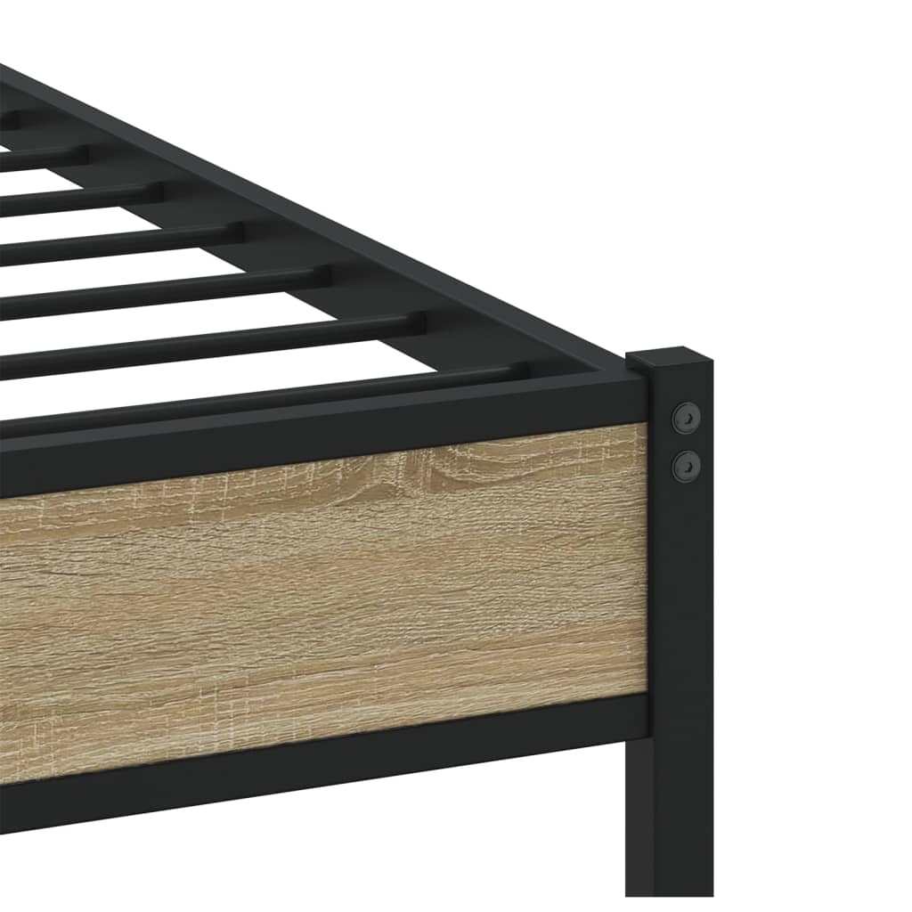 Metal Bed Frame without Mattress Sonoma Oak 183x213 cm