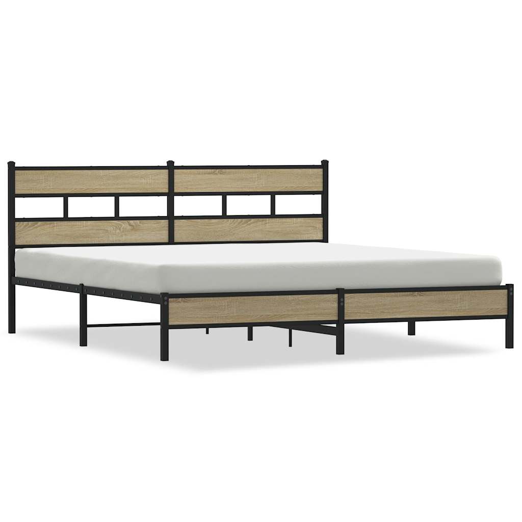 Metal Bed Frame without Mattress Sonoma Oak 193x203 cm