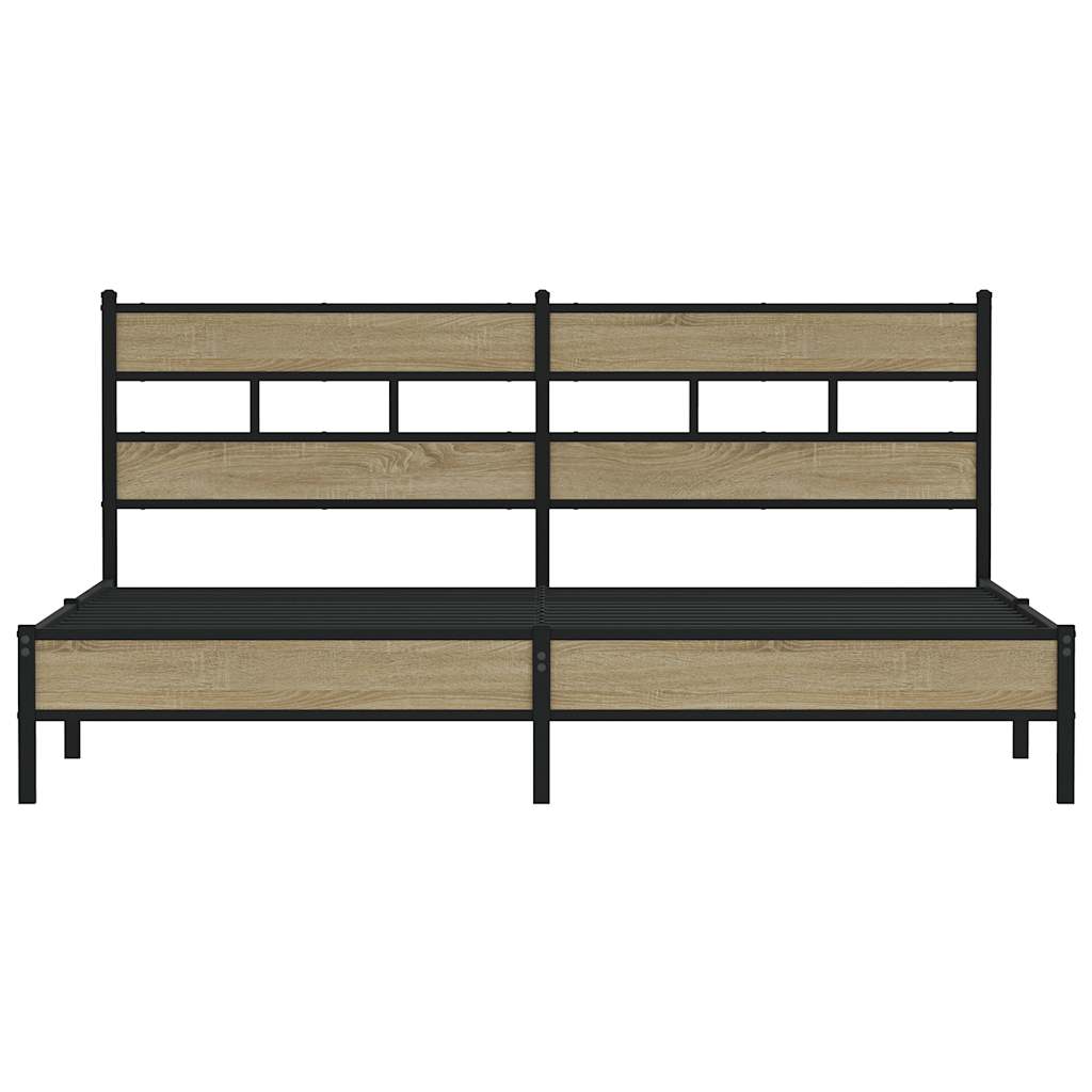 Metal Bed Frame without Mattress Sonoma Oak 193x203 cm