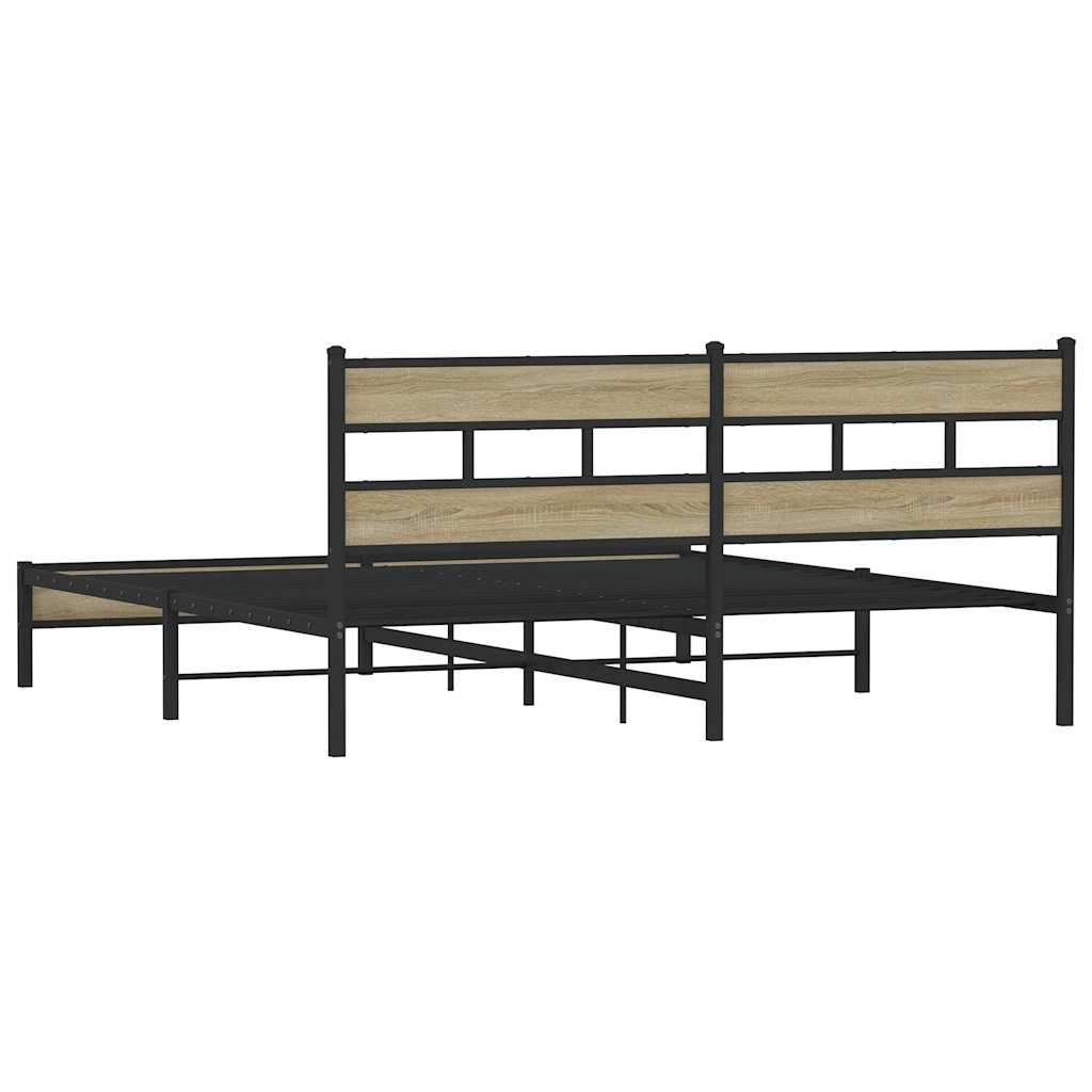 Metal Bed Frame without Mattress Sonoma Oak 193x203 cm