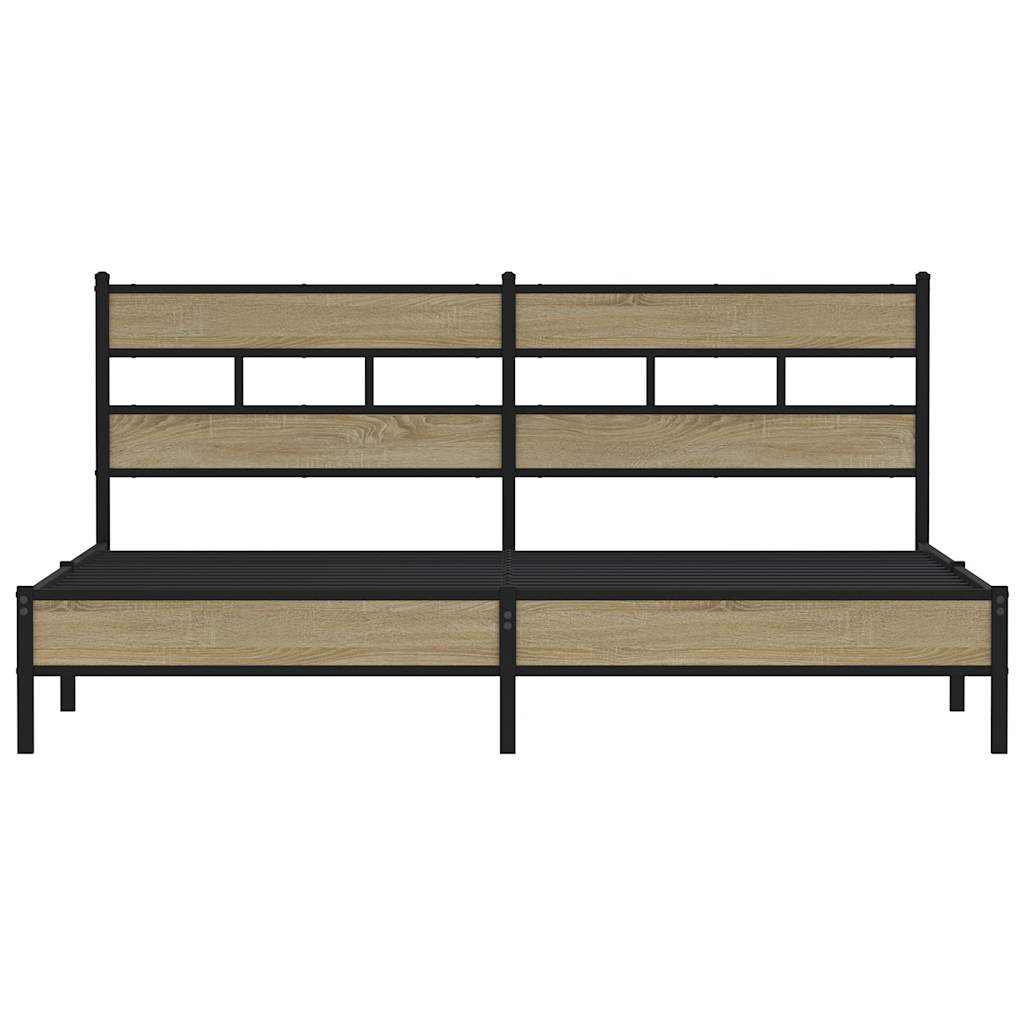 Metal Bed Frame without Mattress Sonoma Oak 200x200 cm