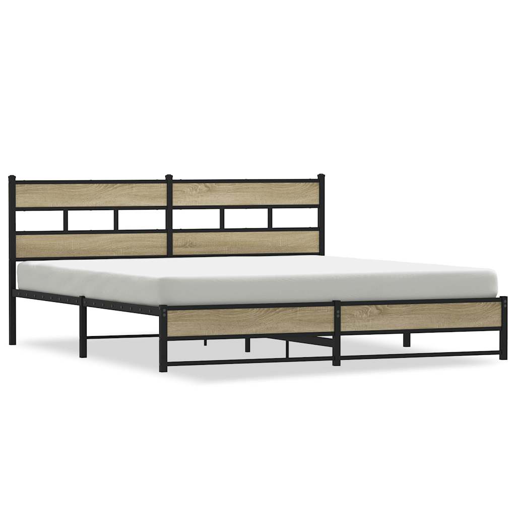 Metal Bed Frame without Mattress Sonoma Oak 183x213 cm