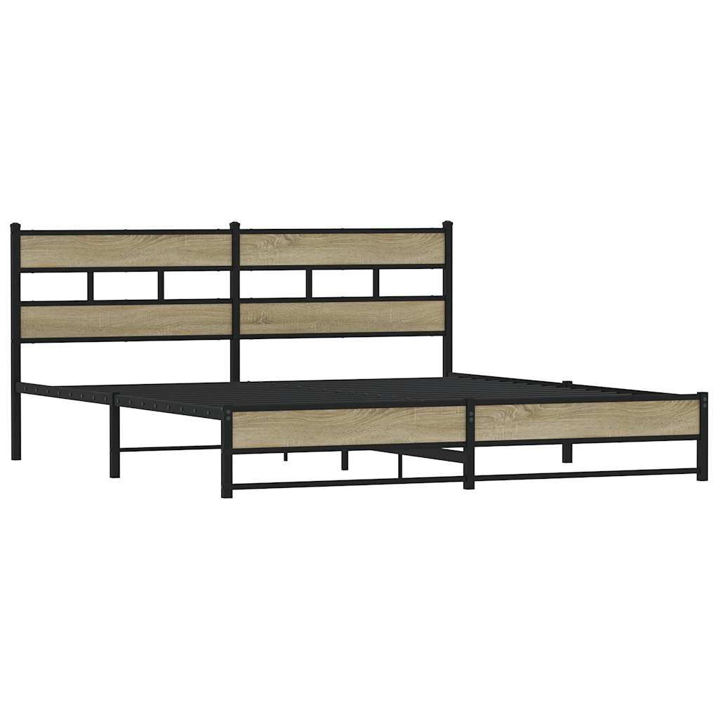 Metal Bed Frame without Mattress Sonoma Oak 183x213 cm
