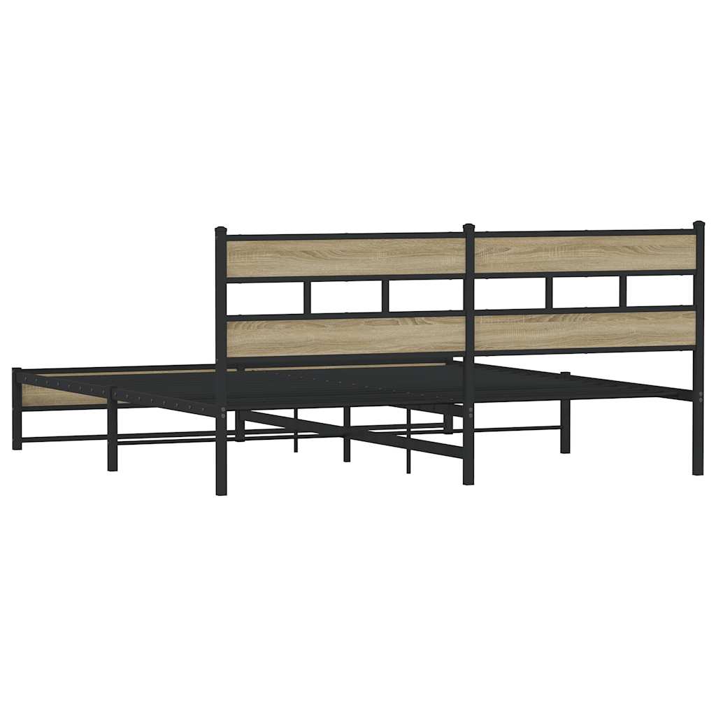 Metal Bed Frame without Mattress Sonoma Oak 183x213 cm