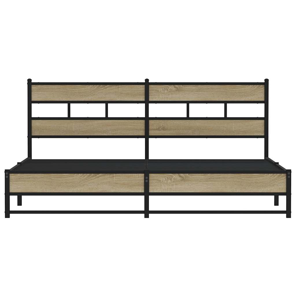 Metal Bed Frame without Mattress Sonoma Oak 193x203 cm