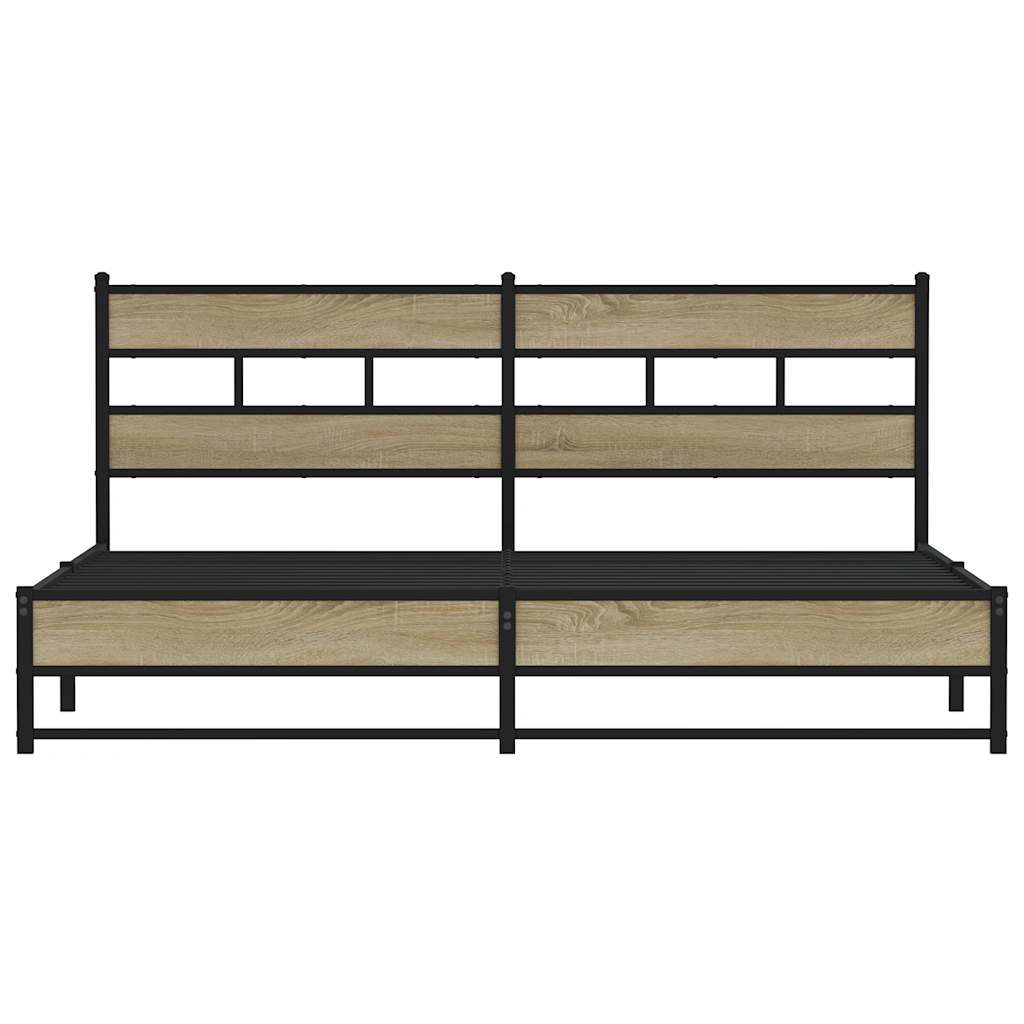 Metal Bed Frame without Mattress Sonoma Oak 200x200 cm