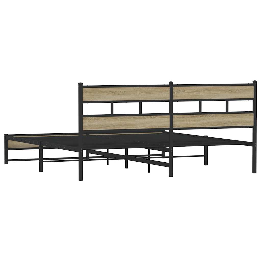 Metal Bed Frame without Mattress Sonoma Oak 200x200 cm