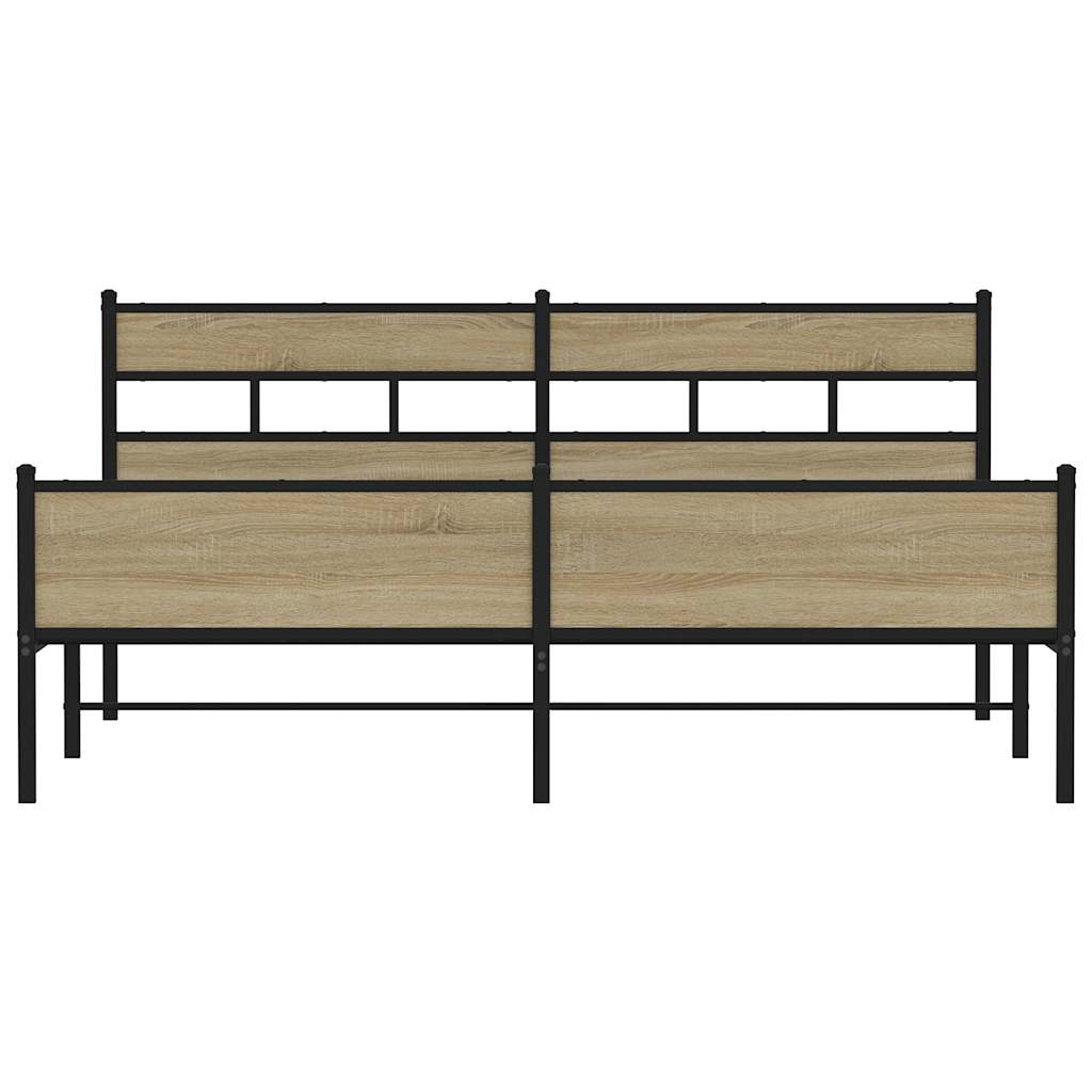 Metal Bed Frame without Mattress Sonoma Oak 180x200 cm Super King
