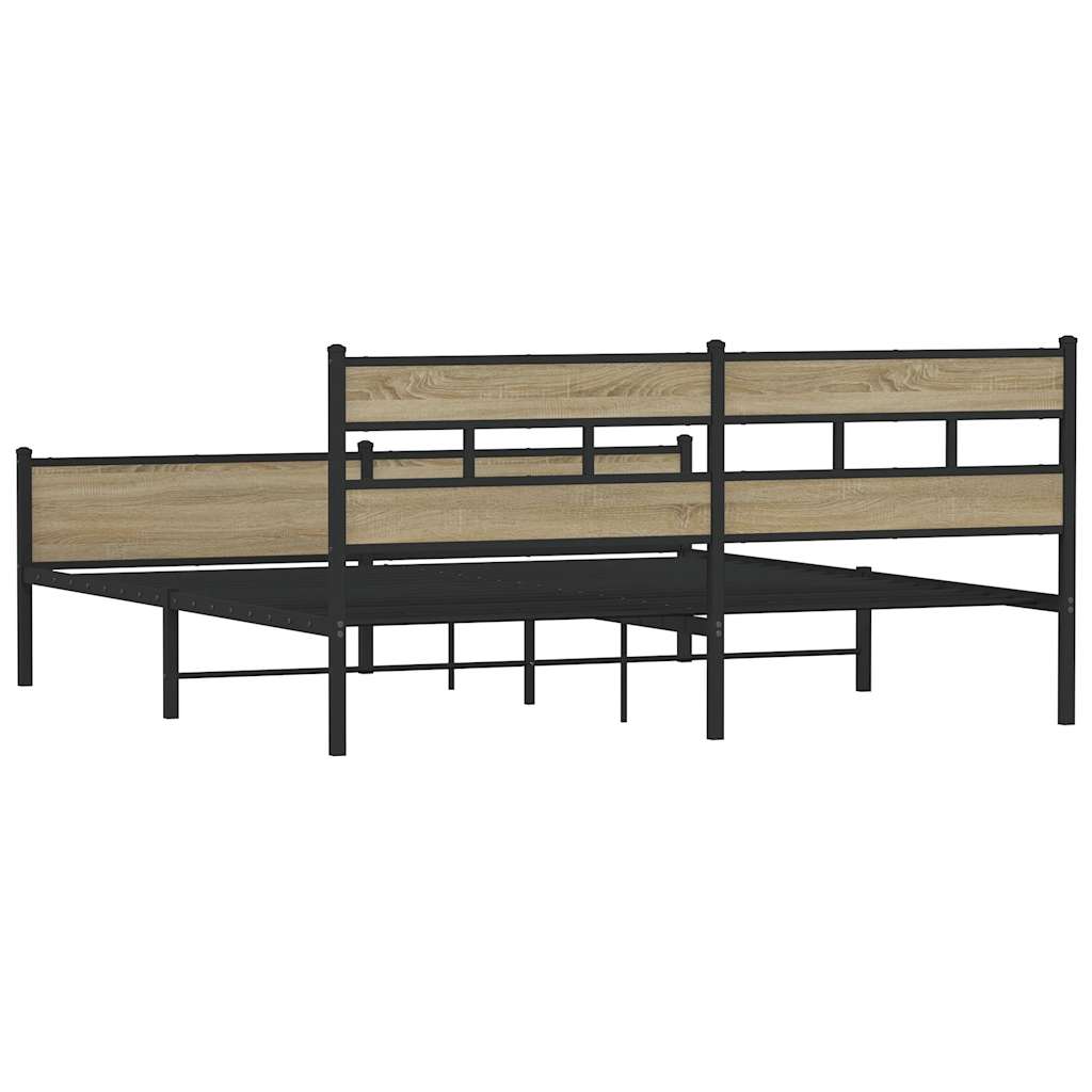 Metal Bed Frame without Mattress Sonoma Oak 180x200 cm Super King