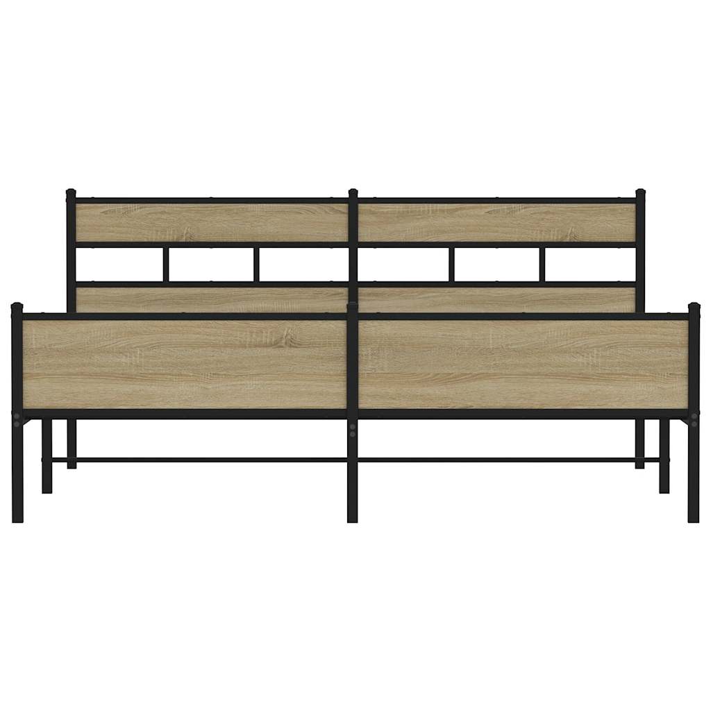 Metal Bed Frame without Mattress Sonoma Oak 183x213 cm