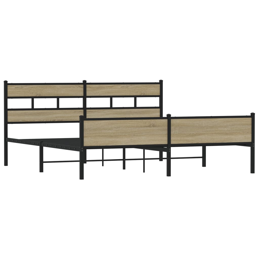 Metal Bed Frame without Mattress Sonoma Oak 193x203 cm
