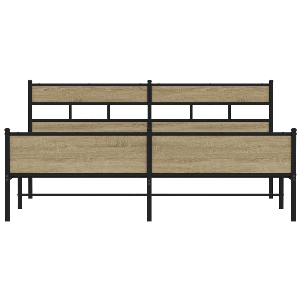 Metal Bed Frame without Mattress Sonoma Oak 193x203 cm
