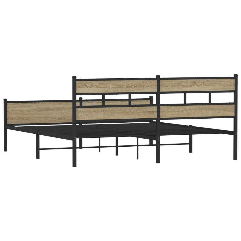Metal Bed Frame without Mattress Sonoma Oak 193x203 cm