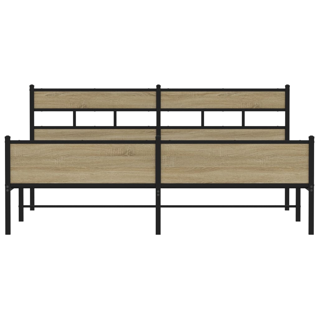 Metal Bed Frame without Mattress Sonoma Oak 200x200 cm