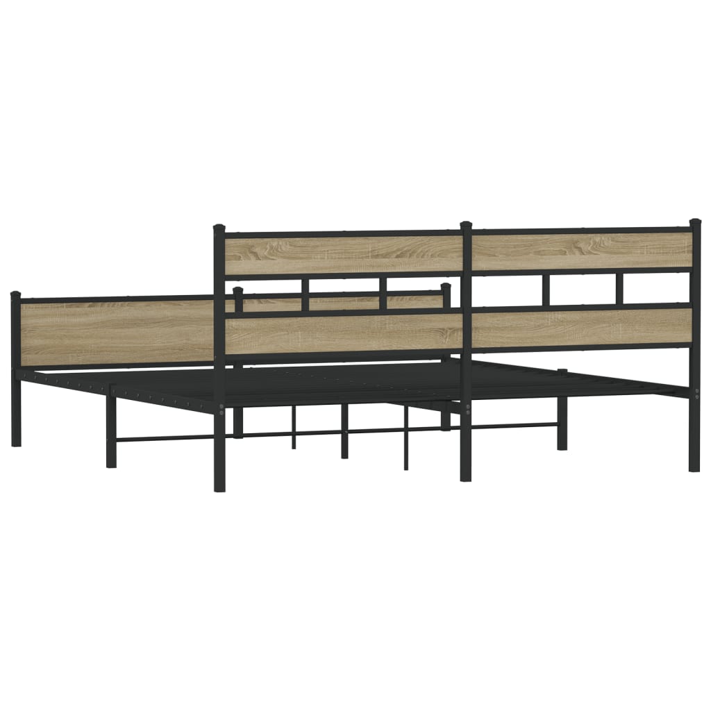 Metal Bed Frame without Mattress Sonoma Oak 200x200 cm