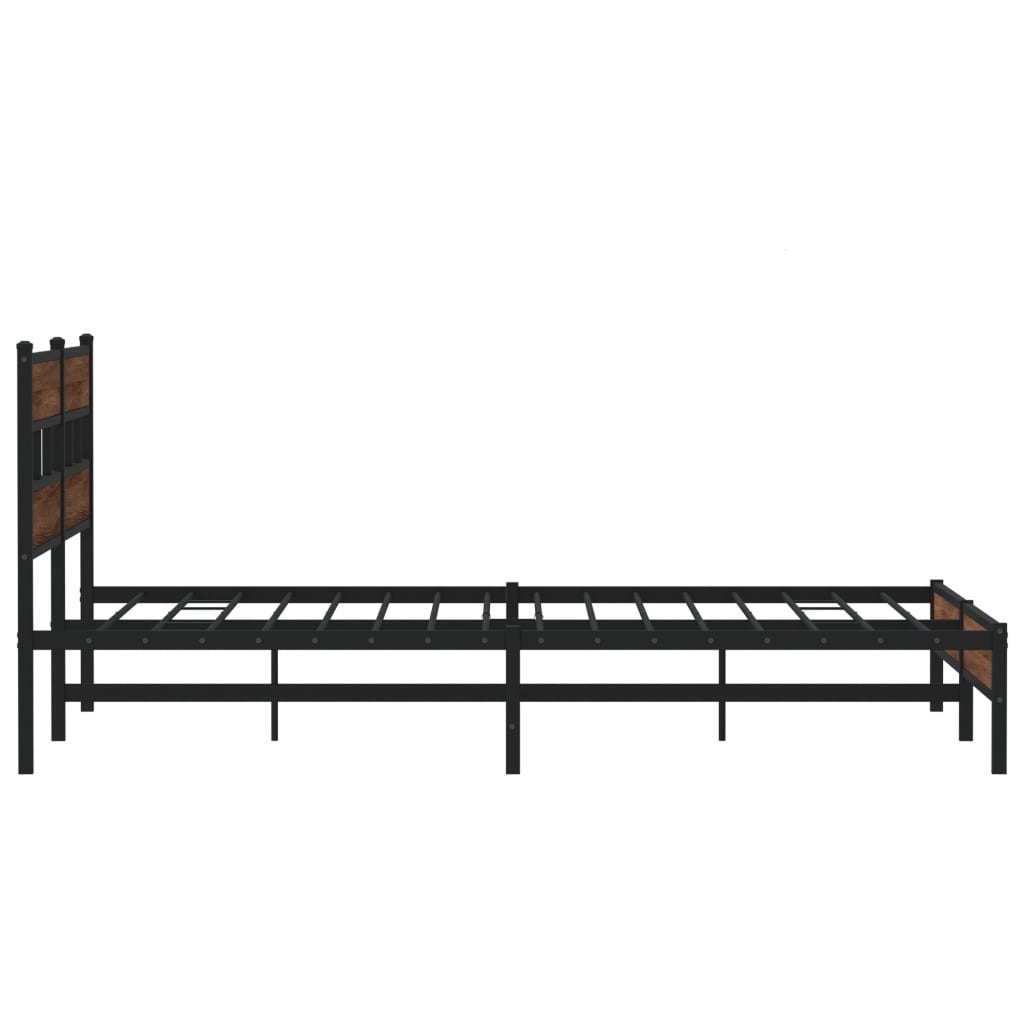 Metal Bed Frame without Mattress Brown Oak 180x200 cm Super King