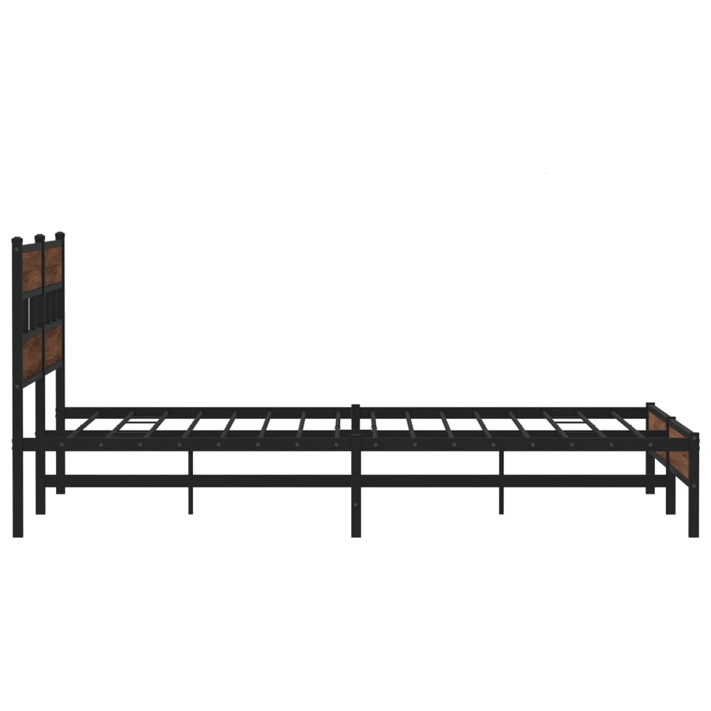 Metal Bed Frame without Mattress Brown Oak 193x203 cm
