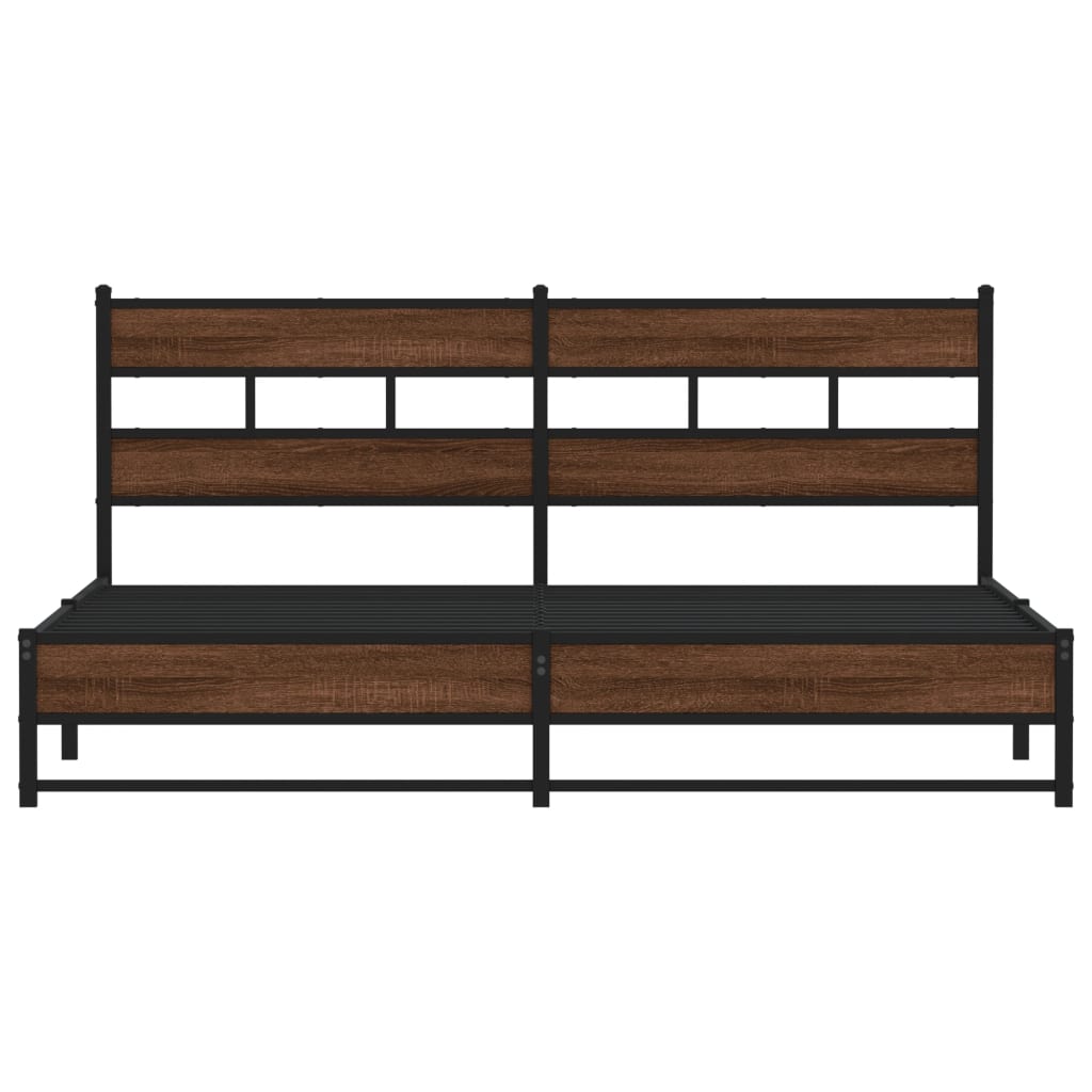 Metal Bed Frame without Mattress Brown Oak 183x213 cm