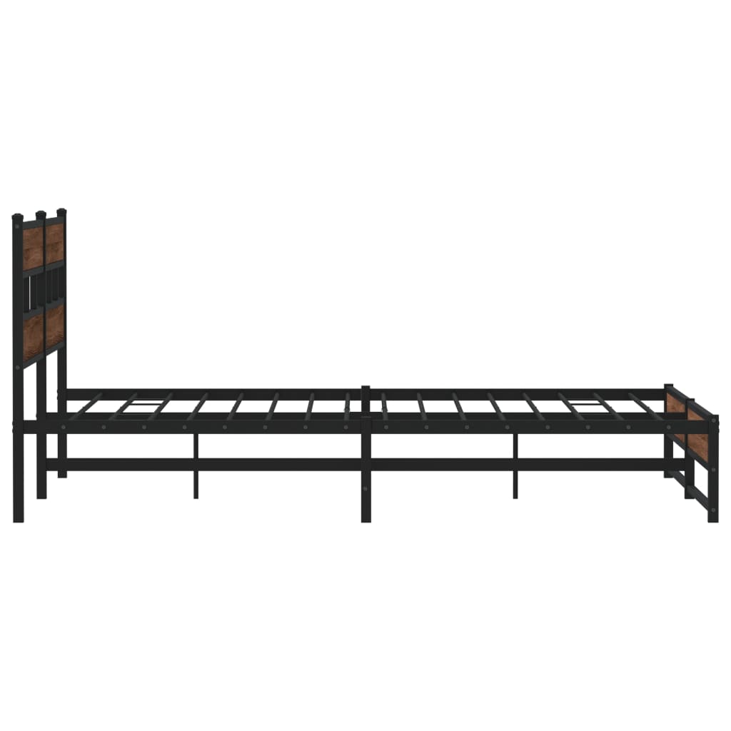 Metal Bed Frame without Mattress Brown Oak 183x213 cm