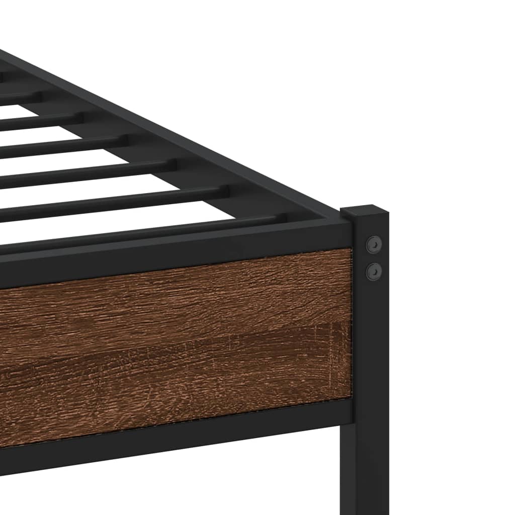 Metal Bed Frame without Mattress Brown Oak 193x203 cm