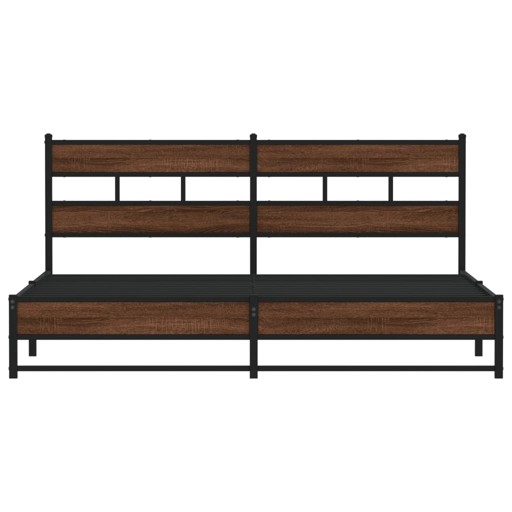 Metal Bed Frame without Mattress Brown Oak 200x200 cm