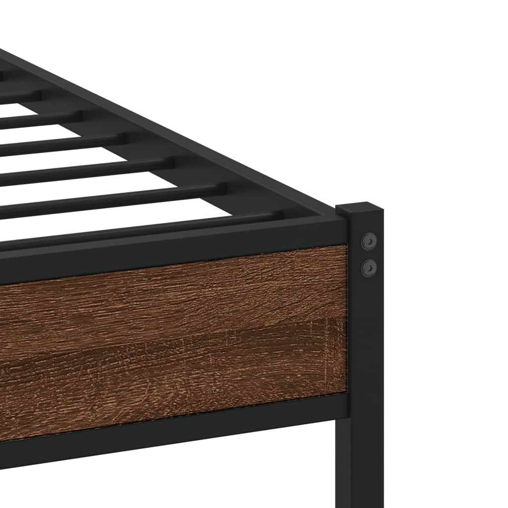 Metal Bed Frame without Mattress Brown Oak 200x200 cm