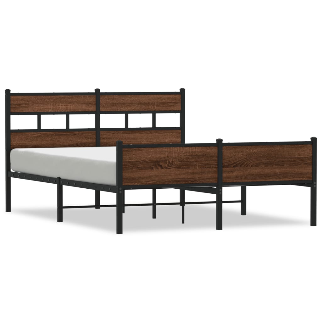 Metal Bed Frame without Mattress Brown Oak 160x200 cm