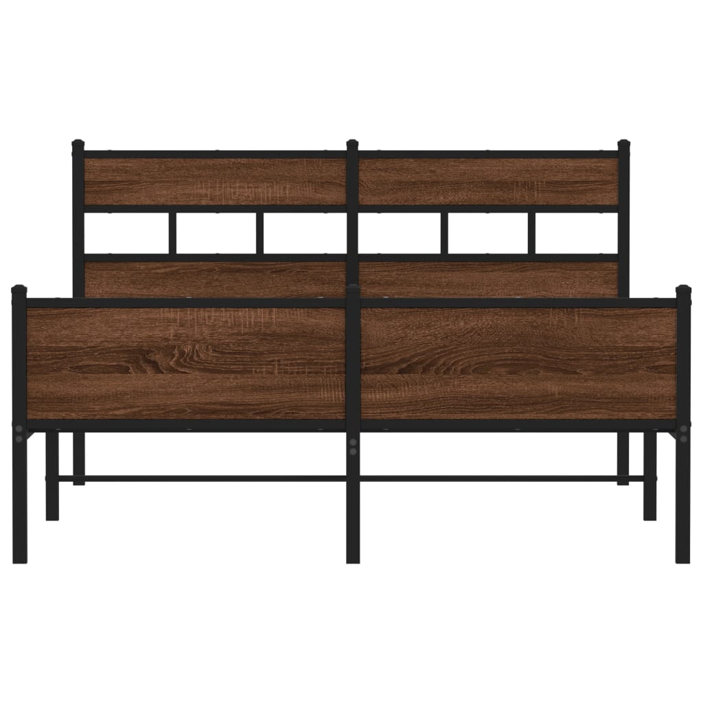 Metal Bed Frame without Mattress Brown Oak 160x200 cm