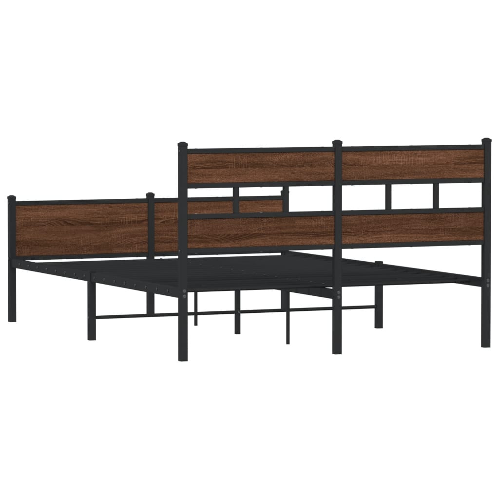 Metal Bed Frame without Mattress Brown Oak 160x200 cm
