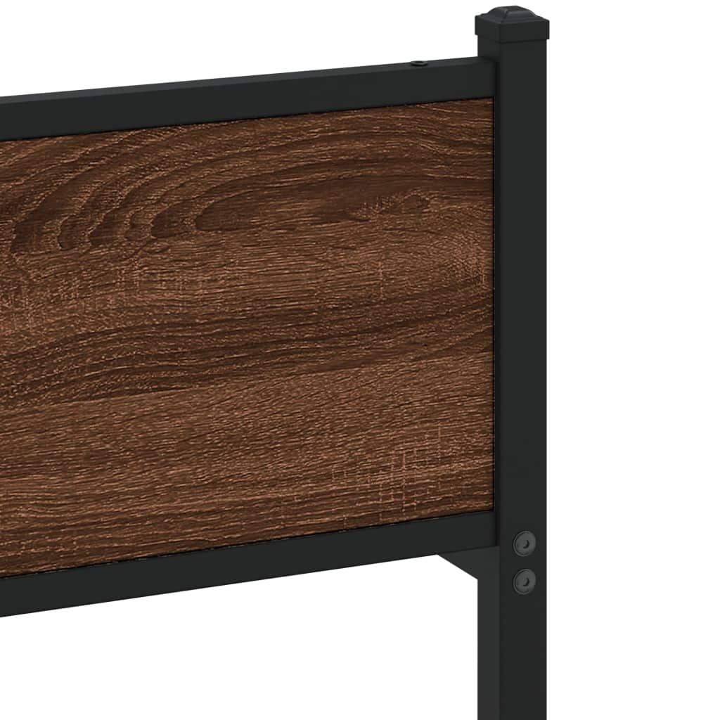 Metal Bed Frame without Mattress Brown Oak 183x213 cm