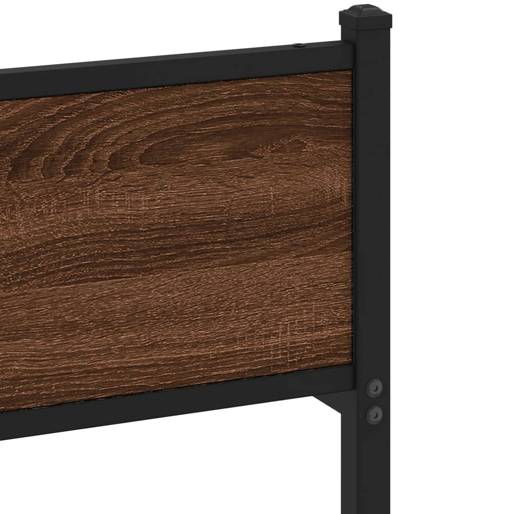 Metal Bed Frame without Mattress Brown Oak 193x203 cm