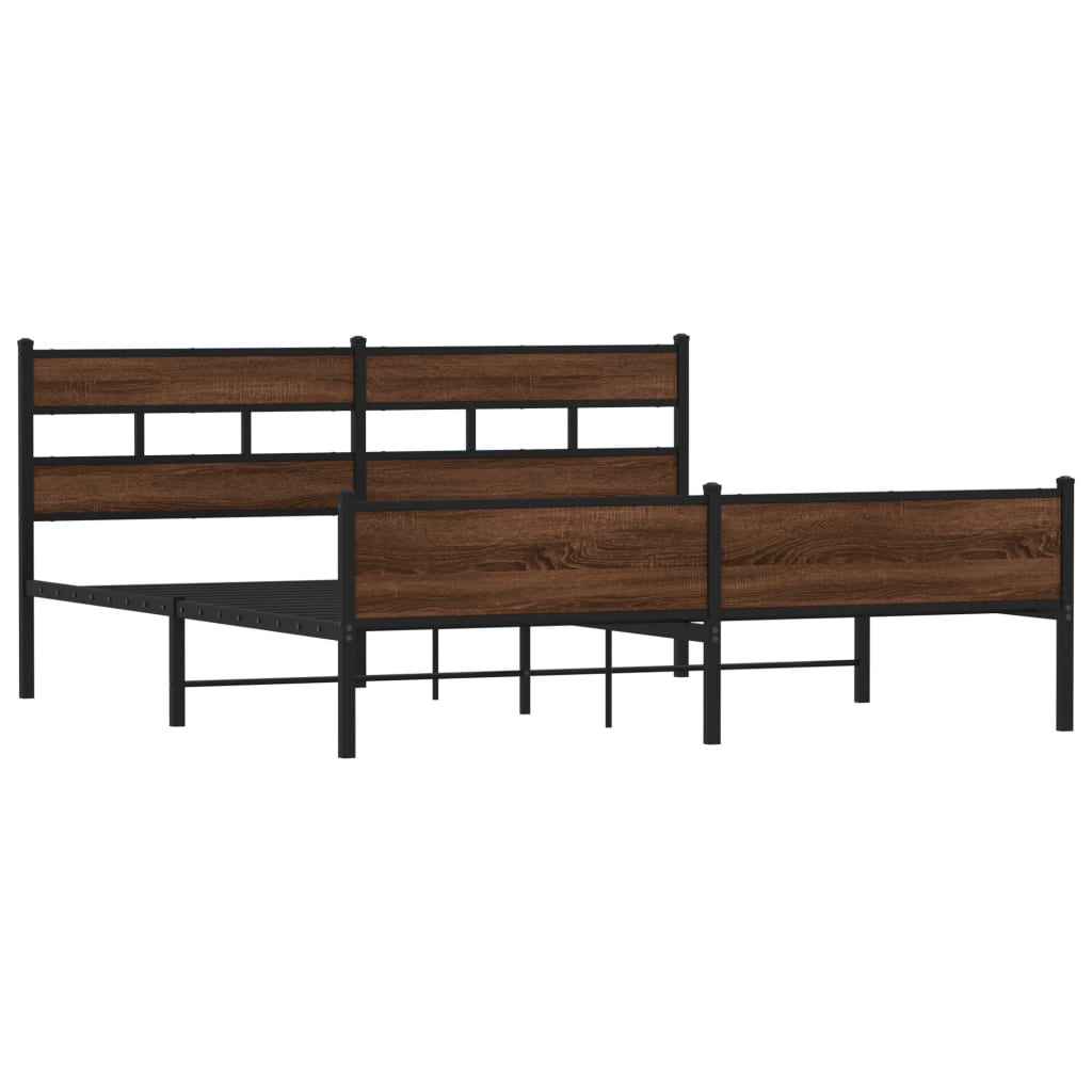 Metal Bed Frame without Mattress Brown Oak 200x200 cm