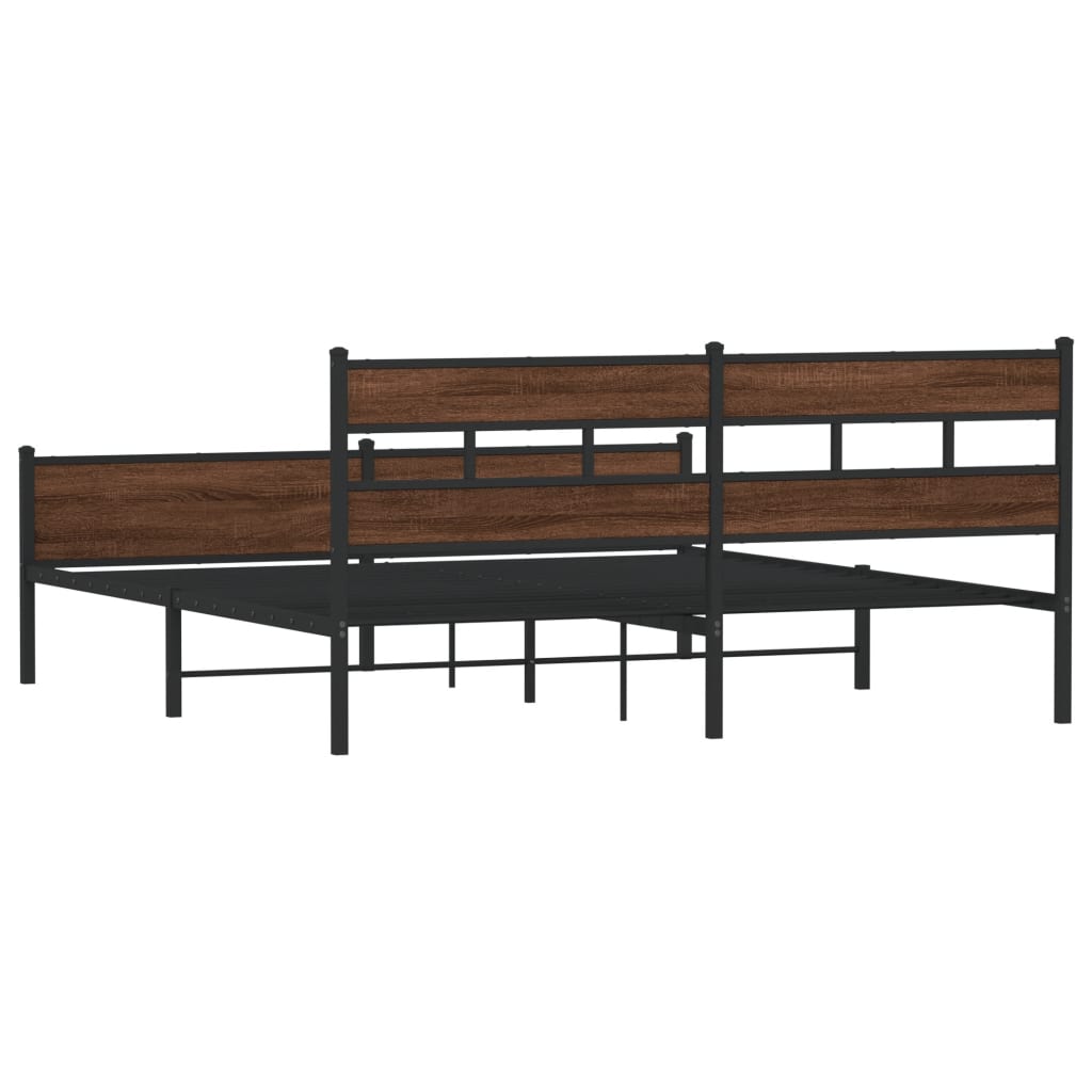 Metal Bed Frame without Mattress Brown Oak 200x200 cm