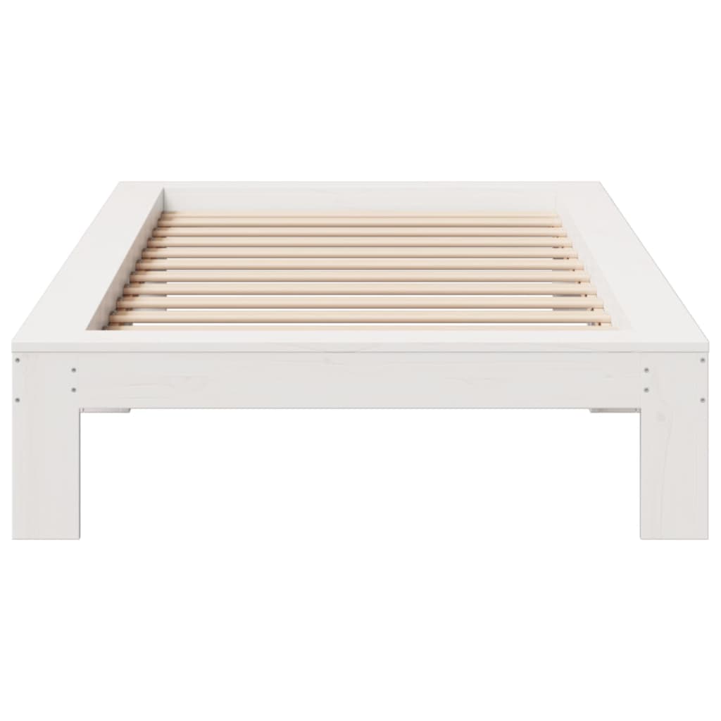 Bed Frame without Mattress White 100x200 cm Solid Wood Pine