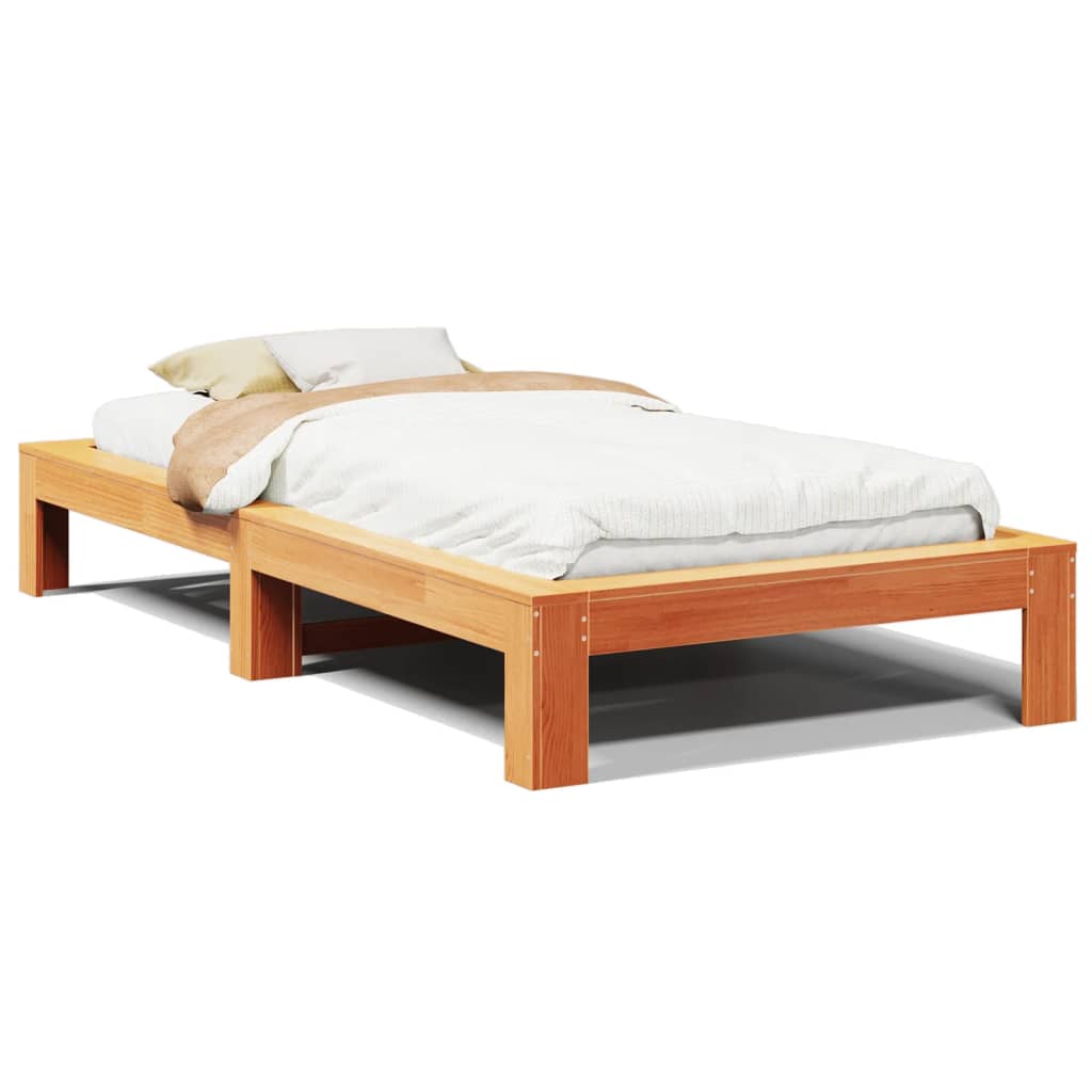 Bed Frame without Mattress Wax Brown 100x200 cm Solid Wood Pine