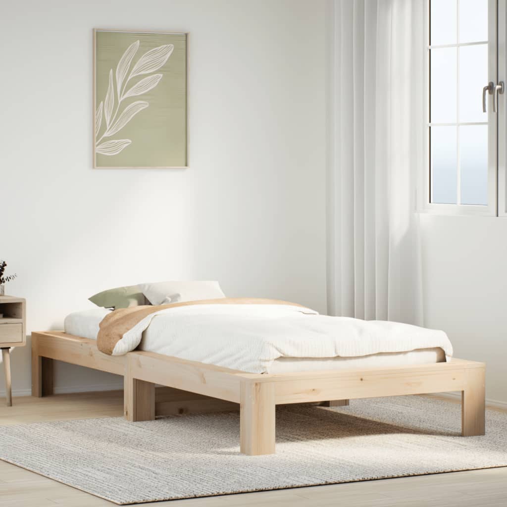 Bed Frame without Mattress 90x200 cm Solid Wood Pine