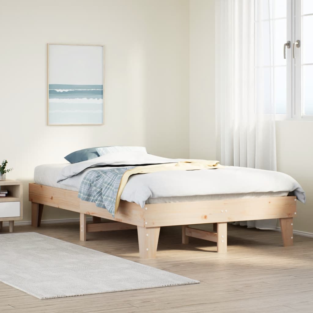 Bed Frame without Mattress 135x190 cm Double Solid Wood Pine