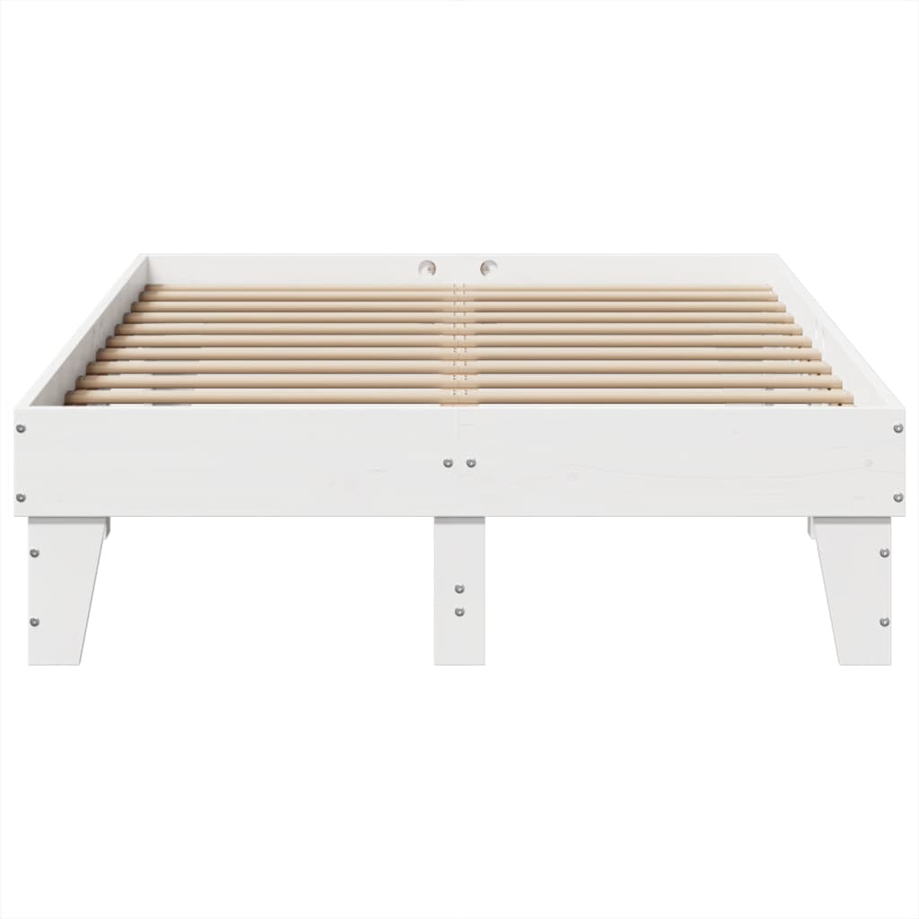 Bed Frame without Mattress White 135x190 cm Double Solid Wood Pine