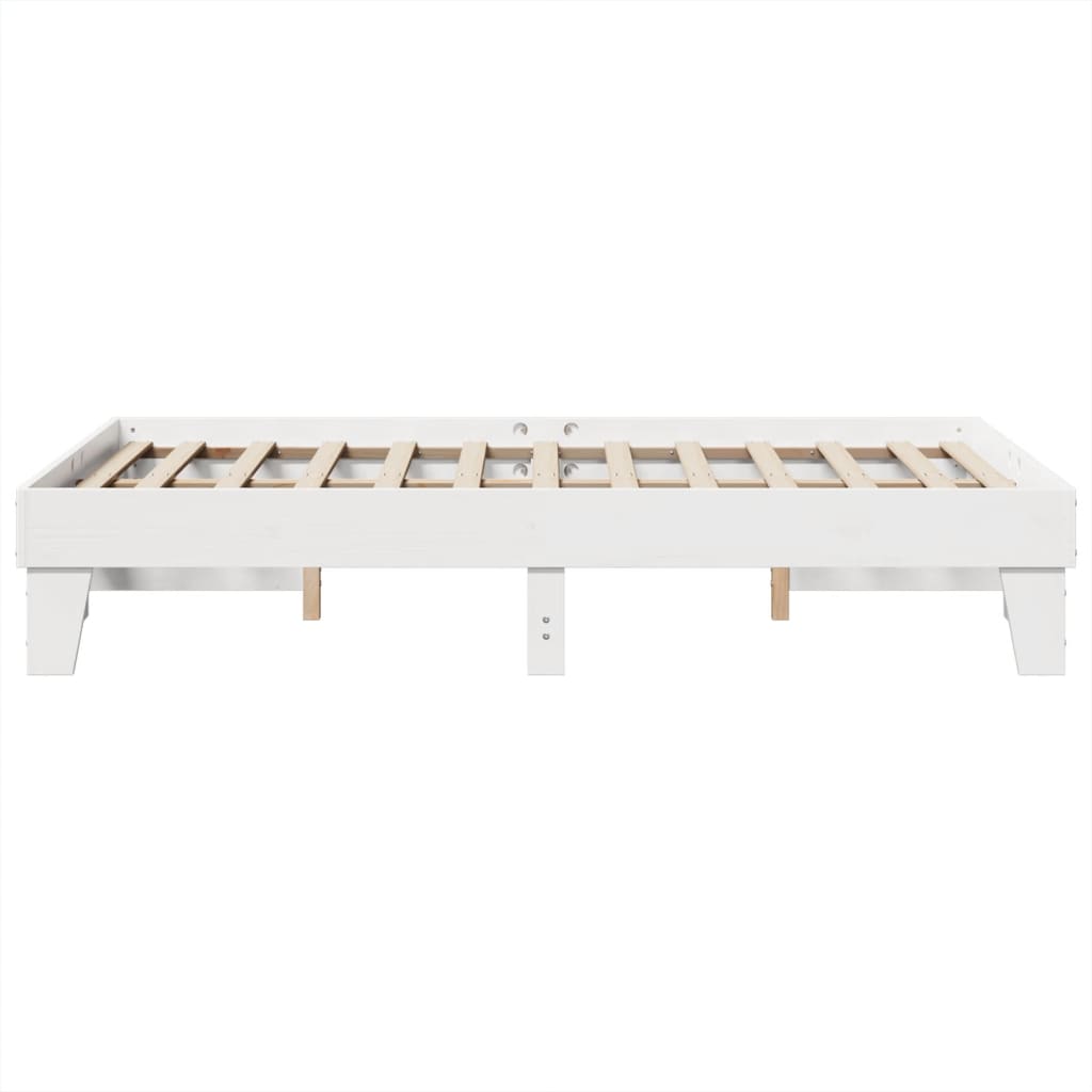 Bed Frame without Mattress White 135x190 cm Double Solid Wood Pine