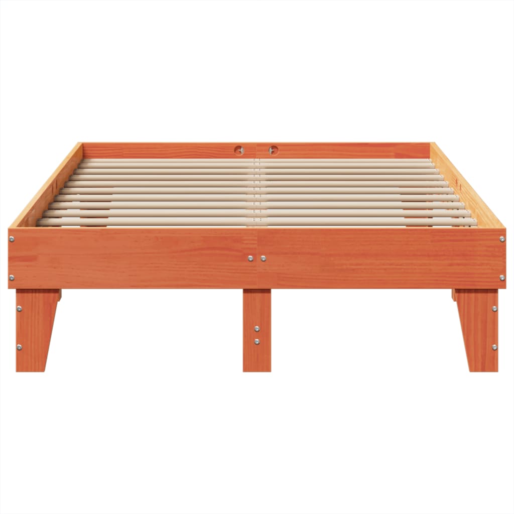 Bed Frame without Mattress Wax Brown 135x190 cm Double Solid Wood Pine
