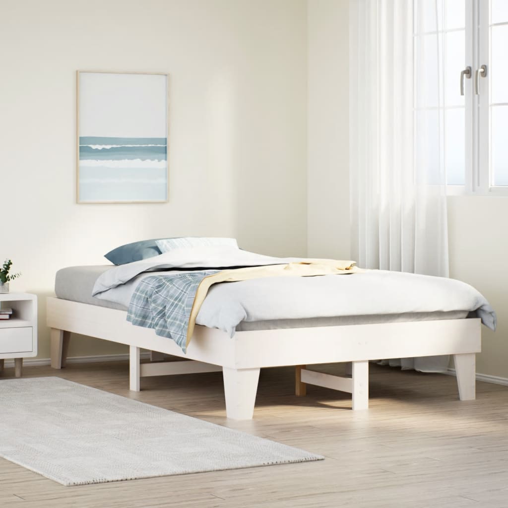 Bed Frame without Mattress White 120x190 cm Small Double Solid Wood Pine