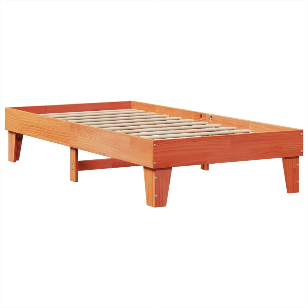 Bed Frame without Mattress Wax Brown 75x190 cm Small Single Solid Wood Pine