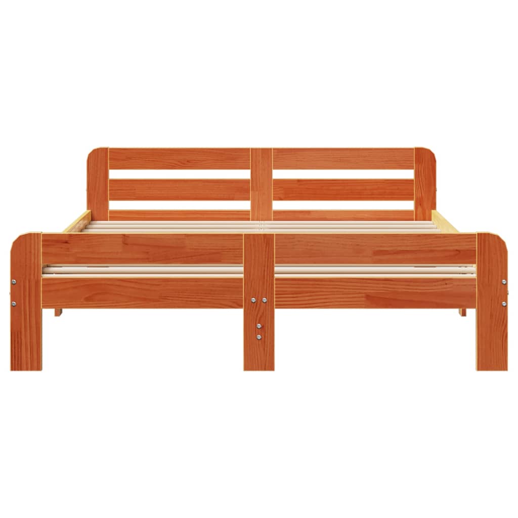Bed Frame without Mattress Wax Brown 140x200 cm Solid Wood Pine