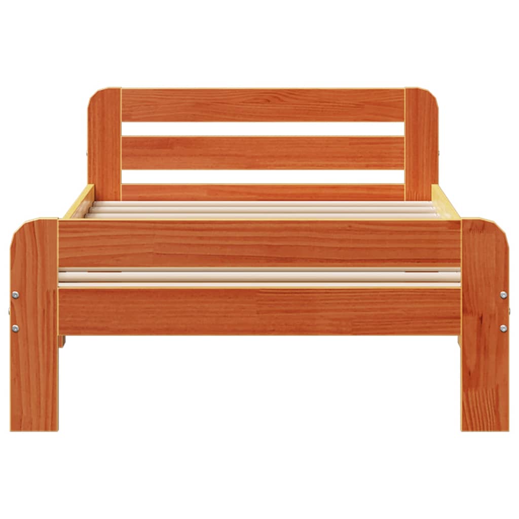 Bed Frame without Mattress Wax Brown 75x190 cm Small Single Solid Wood Pine