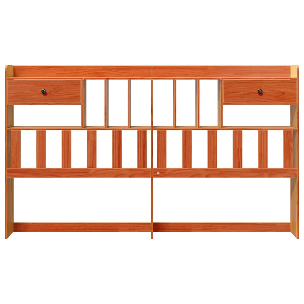 Headboard with Storage Wax Brown 200 cm Solid Wood Pine