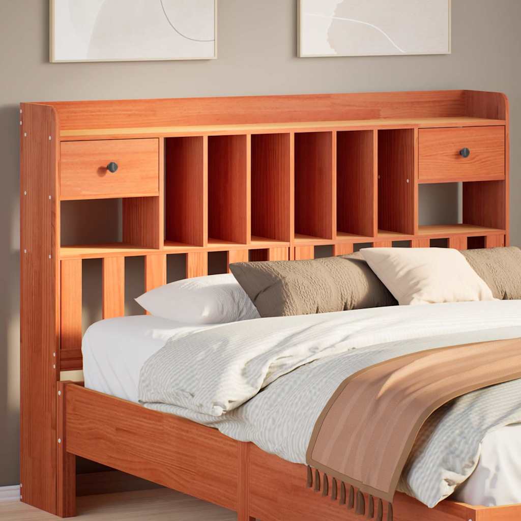 Headboard with Storage Wax Brown 150 cm Solid Wood Pine