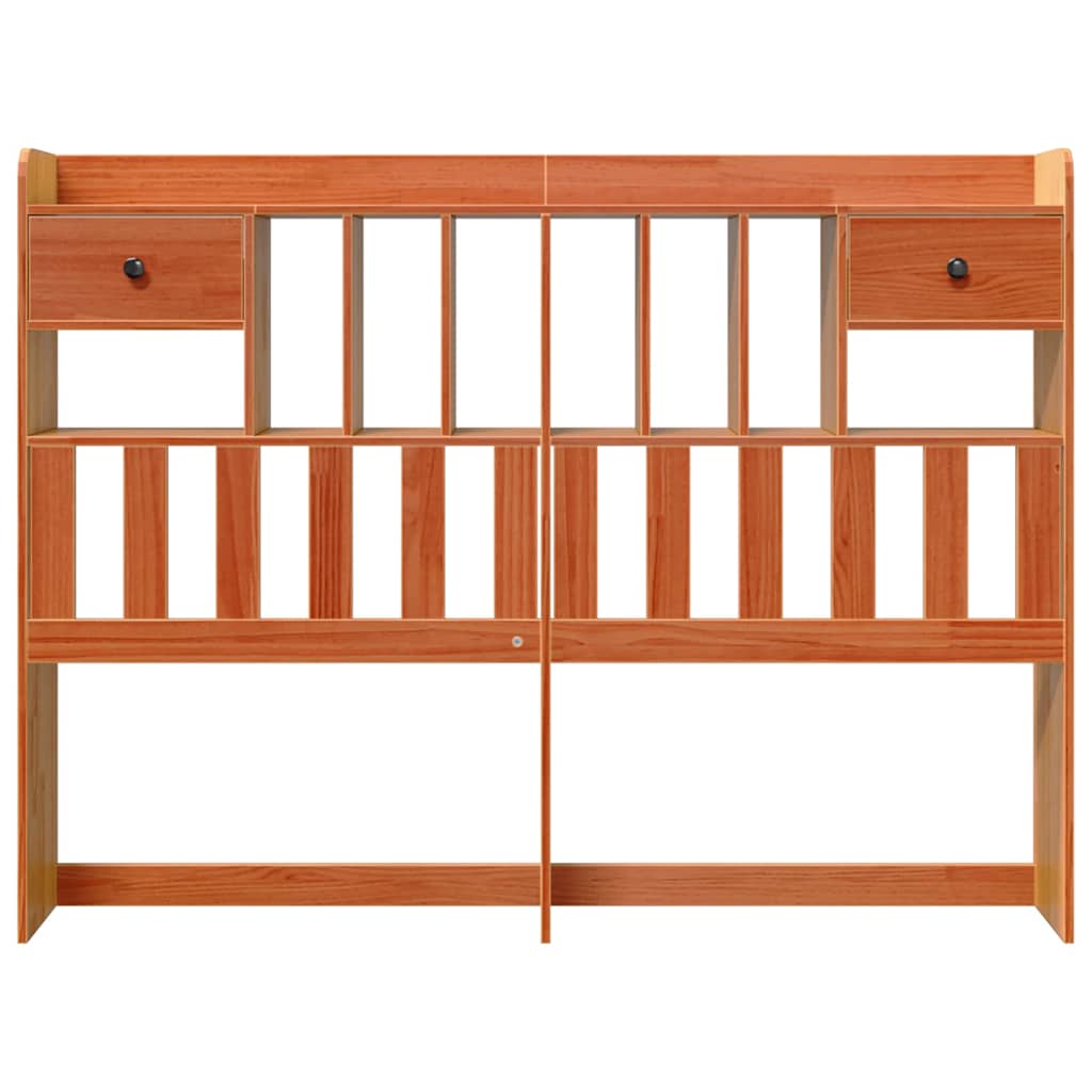 Headboard with Storage Wax Brown 140 cm Solid Wood Pine