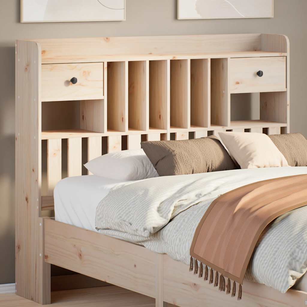 Headboard with Storage 135 cm Solid Wood Pine