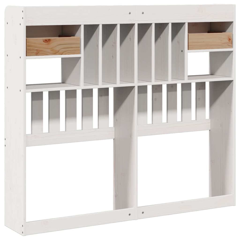 Headboard with Storage White 135 cm Solid Wood Pine